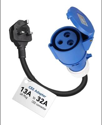 Sixpence New High Quality CEE Adapter Connector Customizable EV Charging Plug 32A Industrial BlueCEE to UK Plug with 0.3M Cable